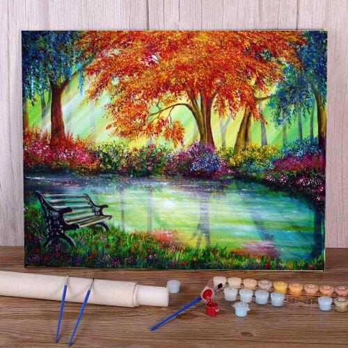 Natural Scenery Contemplation Coloring By Numbers Painting Complete Kit Oil Paints 50*70 Oil Painting Home Drawing