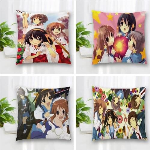 Custom Suzumiya Haruhi Pillowcase With Zippered Bedroom Home Office Decorative Pillow Sofa Pillowcase Cushions Pillowcover