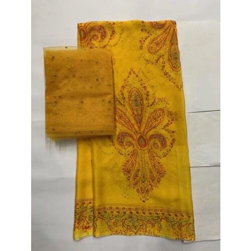 Newest silk lace Fabric Satin for women high quality African Silk stretch 2020 french lace with nigerian gele headtie 5+2yards