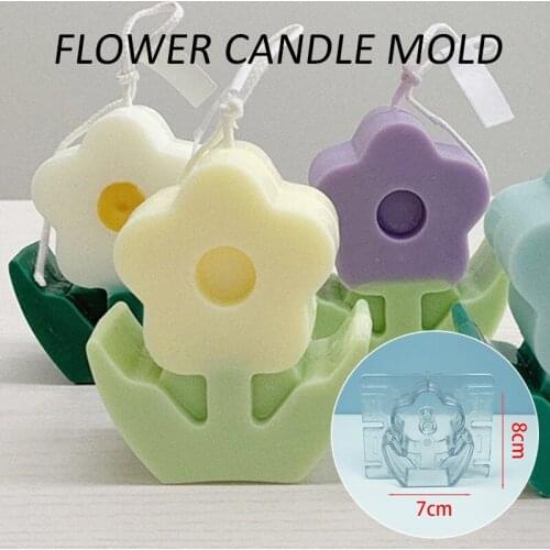 Newest 3D Flower Plastic Candle Mold DIY Ins Style Handmade Candle Mould Making Soy Wax Candle Mould Chocolate Mold Tool