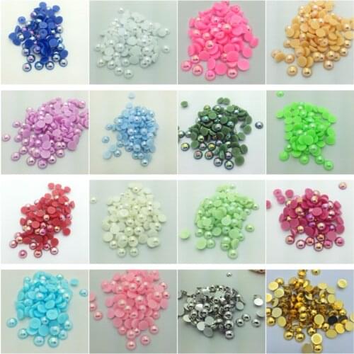 Wholesale 4mm/400pcs DIY Half Round Pearl Bead Flat Back Scrapbook For Craft Pick Colors