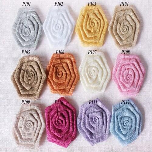 Francy flat burlap decorative flower hair accessories - linen fabric handmade hair flower rosette flowers 30pcs/lot