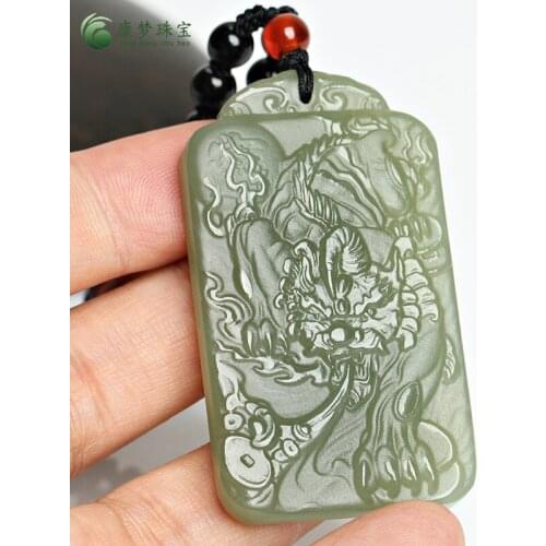 Natural hetian green jade pendant handcarved jade necklace women men pendants jade jewelry top brand jade jewelry