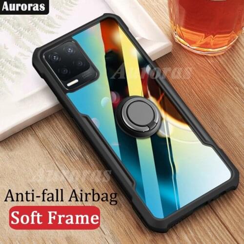 Auroras For Realme 8 Case Anti-fall Airbag Shockproof Clear With Ring Soft Frame Cover For Realme 8 Pro Case