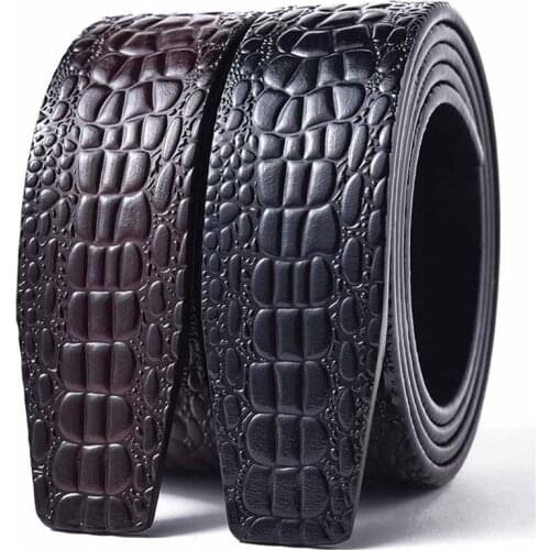 Crocodile 100% Cowskin Real Genuine Leather Belt Body No Buckle Belts 3.5cm Wide without Automatic Buckle Strap Designer Belts