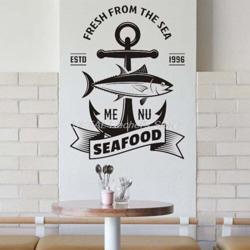 Seafood Restaurant Decor Tuna Fresh From The Sea Vinyl Wall Decal Kitchen Dining Room Sticker Bar Drink Art Sticker