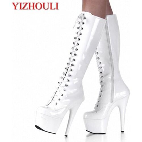 Sexy clubbing pole dancing Knee High Boots 6 inch high heel shoes winter fashion sexy warm long 15cm zip Platform women boots