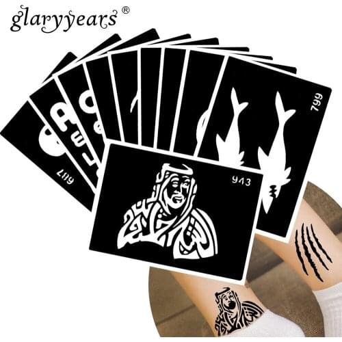 10 Pieces/Set Henna Tattoo Stencil Fish Pattern Paste Drawing Body Art Tattoo Stencil Sexy Product Waterproof 2019 HN#22