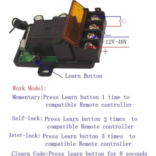 Universal 12V 24V 36V 9V-85V Remote Switch Relay Module Motor Truck Starts Replace Parts Wide Voltage 433MHz