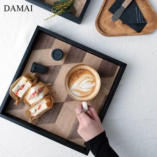 Japanese Simple Wood Trays Decorative Coffee Shop Teacup Beverages Storage Plates Home Afternoon Tea Cake Dessert Diaplay Tray