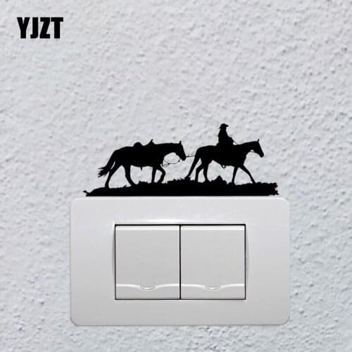 YJZT Moon Horse Wall Switch Sticker Home Decor Cartoon Pattern Vinyl Decal S19-0916