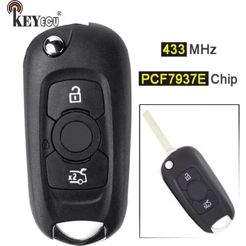 KEYECU 433MHz PCF7937E / HITAG 2 / 46 Chip Replacement Remote Key Remote Car Key Fob for Opel Vauxhall Astra K 2015 2016 2017