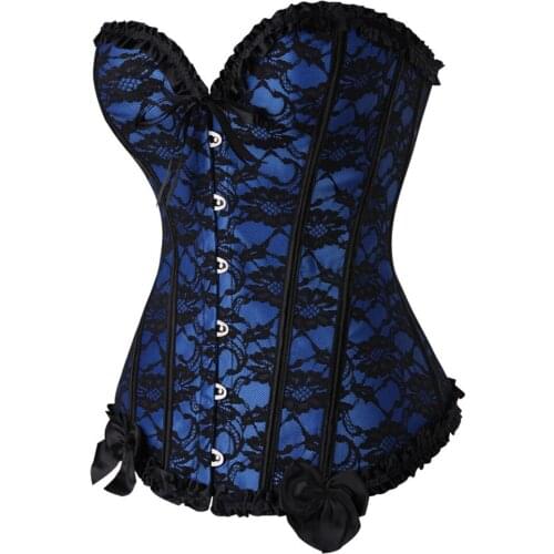 Women Gothic Corset Bustier Top Sexy Lingerie Lace Up Floral Bow Corselet Vintage Espartilho Plus Size Burlesque Costume XS-6XL