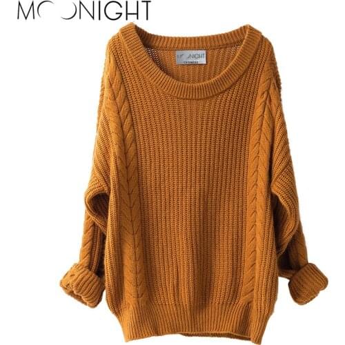 MOONIGHT Womens Cashmere Oversized Loose Knitted Crew Neck Long Sleeve Winter Warm Wool Pullover Long Sweater Dresses