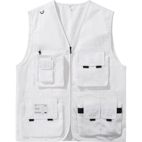 Multi Pocket Vest Running Mens Sports Outdoor Vest Fishing Vest Tooling Short Sleeve Jacket Environmental Protection Volunteer