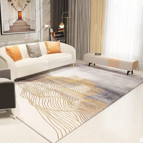 Gold Line Carpets For Living Room Thick Light Luxury Bedroom Rug Sofa Coffee Table Floor Mat Nordic Design Study Room Area Rugs