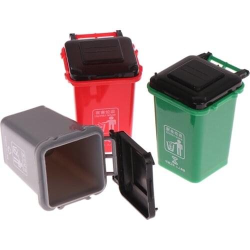 1:12 Dollhouse Mini Trash Can Toy Garbage Truck Cans Curbside Vehicle Garbage Separation Bin Toys Kid Furniture Toy Gift