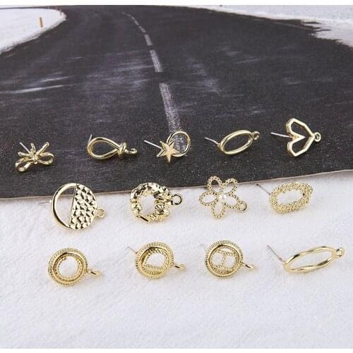 10pcs hot-sales Vintage Alloy Geometric Stud Earring For Women Love Bow Flower Alphabet Round Ear Material Jewelry Accessories