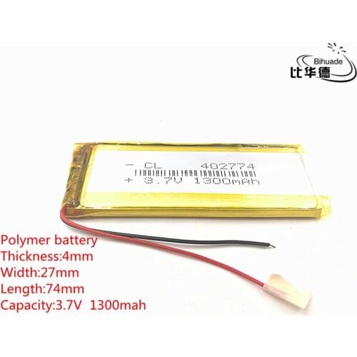 10pcs/lot 3.7V 1300mAh 402774 Lithium Polymer Li-Po li ion Rechargeable Battery cells For Mp3 MP4 MP5 GPS