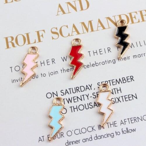 Free Shipping 8*21MM 10PCs Gold Tone Plated Enamel Alloy Charms Kawaii Lighting Pendants Fit Earring Necklace Keyring Bracelet