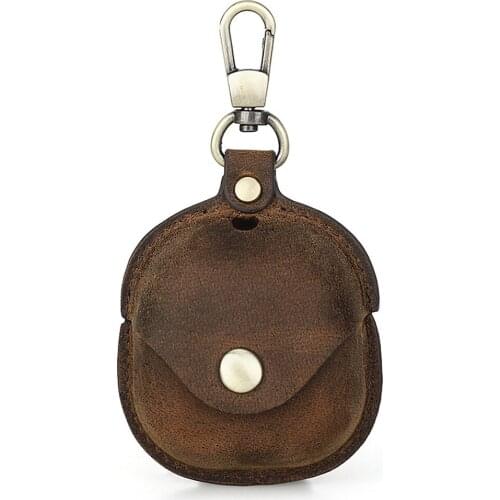2021 Crazy-horse Leather Earbuds Case Pouch with Buckle Earphone Bag For Galaxy buds2