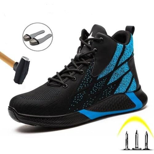 2021 New Work Boots Safety Steel Toe Shoes Men Breathable Sneakers Shoes Ankle Hiking Boots Anti-Piercing Protective Footwear
