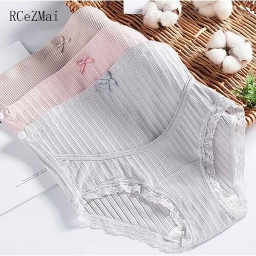 3 Pieces Pregnant Women Cotton High Waist Panties Maternity Large Size Adjustable Panties Prenatal Breathable Underwear