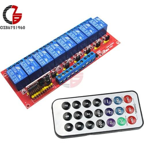 5V 12V 8 Channel Multi-function IR Infrared Dual Trigger Two-way Driver IC Relay Module + Transmitter Bidirectional