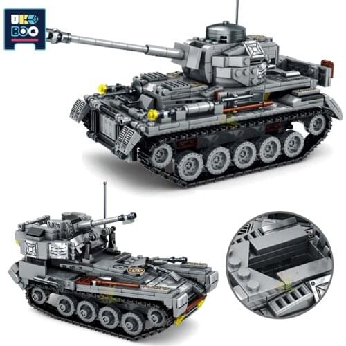 UKBOO 803PCS City Military Medium Tank Panzerkampfwagen IV Model Building Weapon WW2 Army Action Figure Bricks Toys For Children