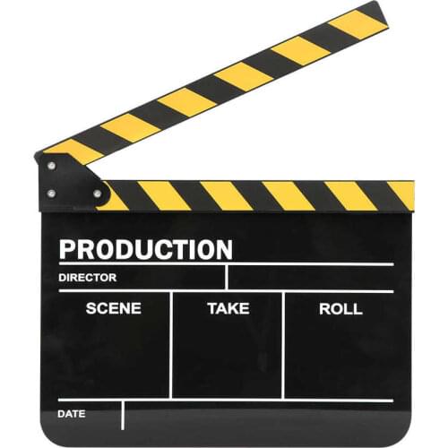 30x25cm Movie Clapperboard Acrylic Director Professional Movie Film Action Clap Photography Tool for Role Play Video Production