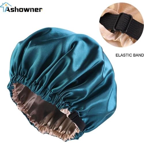 The latest satin hair Cap sleep invisible flat head adjustment buckle shower cap ladies headdress etiquette hair care round cap