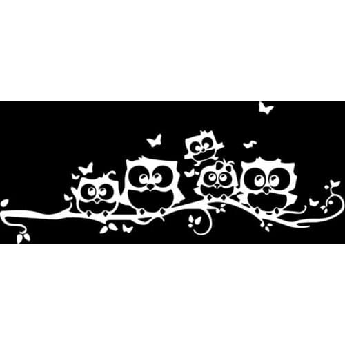 Car Sticker Owl Butterfly Car Sticker Decorated Bird PVC Sticker Black/silver 18.8cm * 7.8cm
