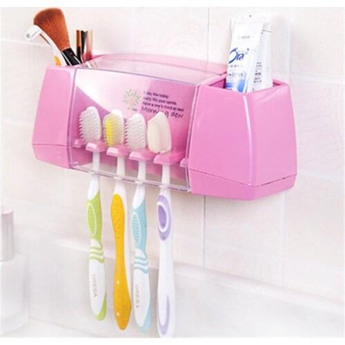 Household Wall Mount Paste Type Bathroom Stand Toothbrush Racket Holder Toothpaste Toiletries Storage Rack Tooth Brush Hooks