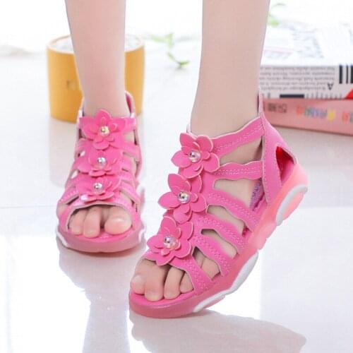 Girls' Sandals 2021 Summer Girls' Soft Soled Princess Shoes Students High Top Roman Shoes Middle School Girls Beach Shoes