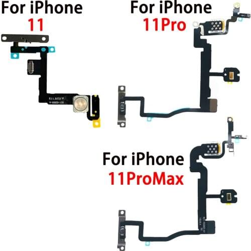 For iPhone 11 11Pro 11ProMax Power Button On/Off Switch Flash Light Mic Flex Cable Parts With Brackets