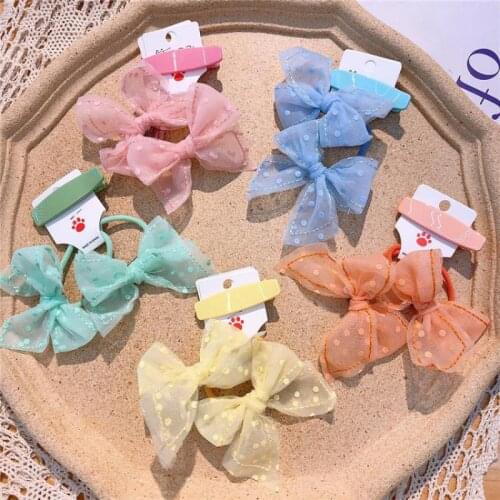 2 Piece Candy Color Elastic Hair Bands Girls Hair Accessories Baby Hair Styling Tools Kids Hair Ring Head Rope Headdress