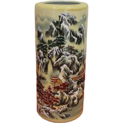 China old Porcelain Coloured drawing Old porcelain vase brush pot