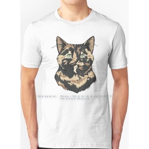 Tortoiseshell Cat T Shirt 100% Pure Cotton Cat Feline Felidae Head Bust Animal Furry Tortoiseshell Black Orange White