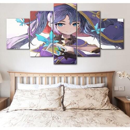 Canvas Pictures Purple Girl Cool Genshin Impact Home Decor Paintings Wall Art Prints Modern Poster Modular Bedside Background