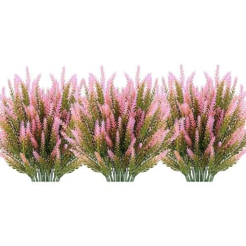 Artificial Lavender Flowers 12 Bundles Outdoor UV Resistant Fake Flowers No Fade Faux Plastic Plants Garden Porch