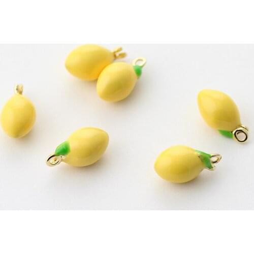 Hiroshi Mori,Charm enamel ornament lemon pendant,Feature Premium quality plating,Handmade bracelet necklace with pendant earring