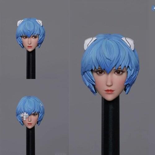 Iminitoys M007 1/12 Anime Girl Head Sculpt Blue Hair Head Carving Model Fit 12'' Action Figure Body In Stock