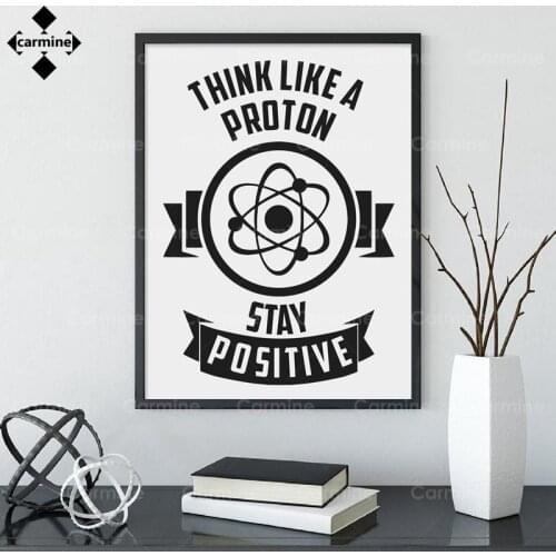 Motivational Quotes Canvas Picture Physics Chemistry Print Poster Think Like Proton Art for Geeks Office Gallery Wall Decoration