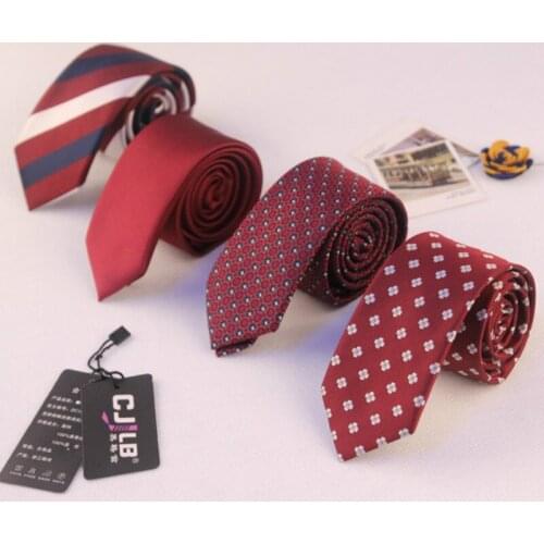 17color Mens narrow wedding neck tie Polyester silk skinny slim 6cm groom red black designers fashion jacquard striped 10pcs/lot