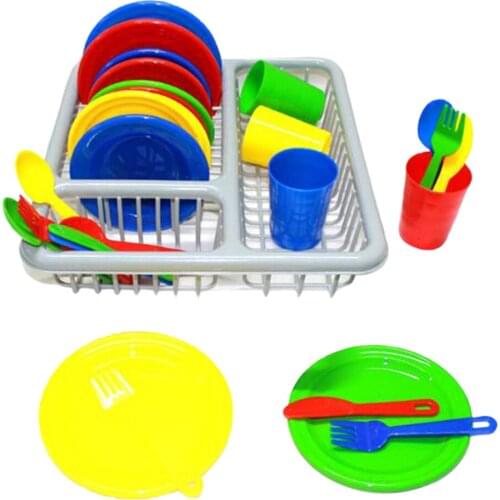 Set of 28 Pretend Play Dishes Playset – Little Chef Set, Kids Serving Dishes