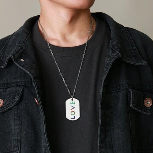 Stainless Steel LGBT Gay Pride Lesbian Rainbow Pendant Gift for Men / Women