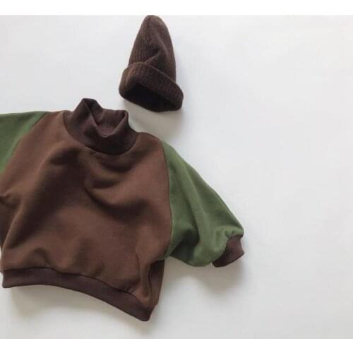 Autumn Children Pullover Wear Clothes 2021 Ins Winter Sweatshirts For Girls And Boys Warm High Collar Tops Fleece Infants 2-6y