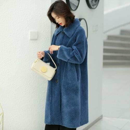 Real Fur Coat Women Sheep Fur Jacket Winter Coat Women Korean Cute Woolen Overcoat Long Abrigos Mujer Invierno 2020 1868 YY547