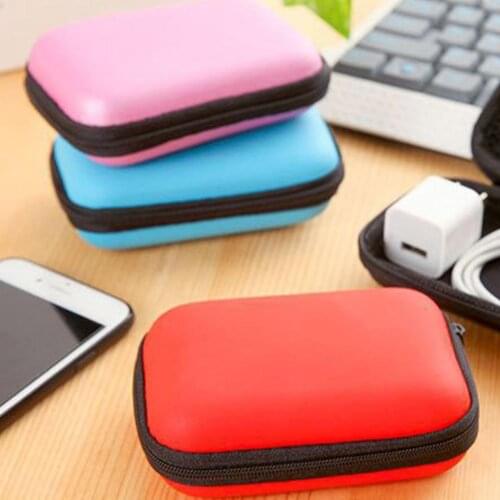 Portable Square/Rectangle Nylon USB Shockproof Dustproof Disk Earphones Zipper Storage Bag Organizer Case