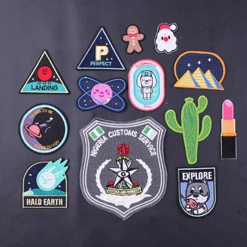 Space Embroidered Patches for Clothing Letter Sewing Application Sew on Patch Diy Iron-on Animal Applique Stripes on Clothes Set